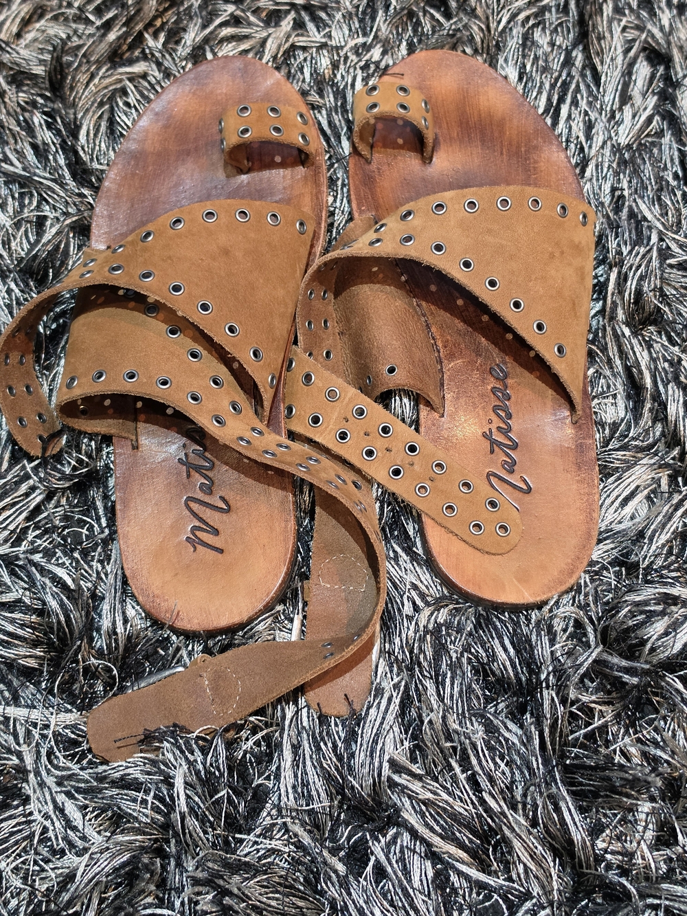 Matisse Tan Suede Eyelet Wrap Sandals